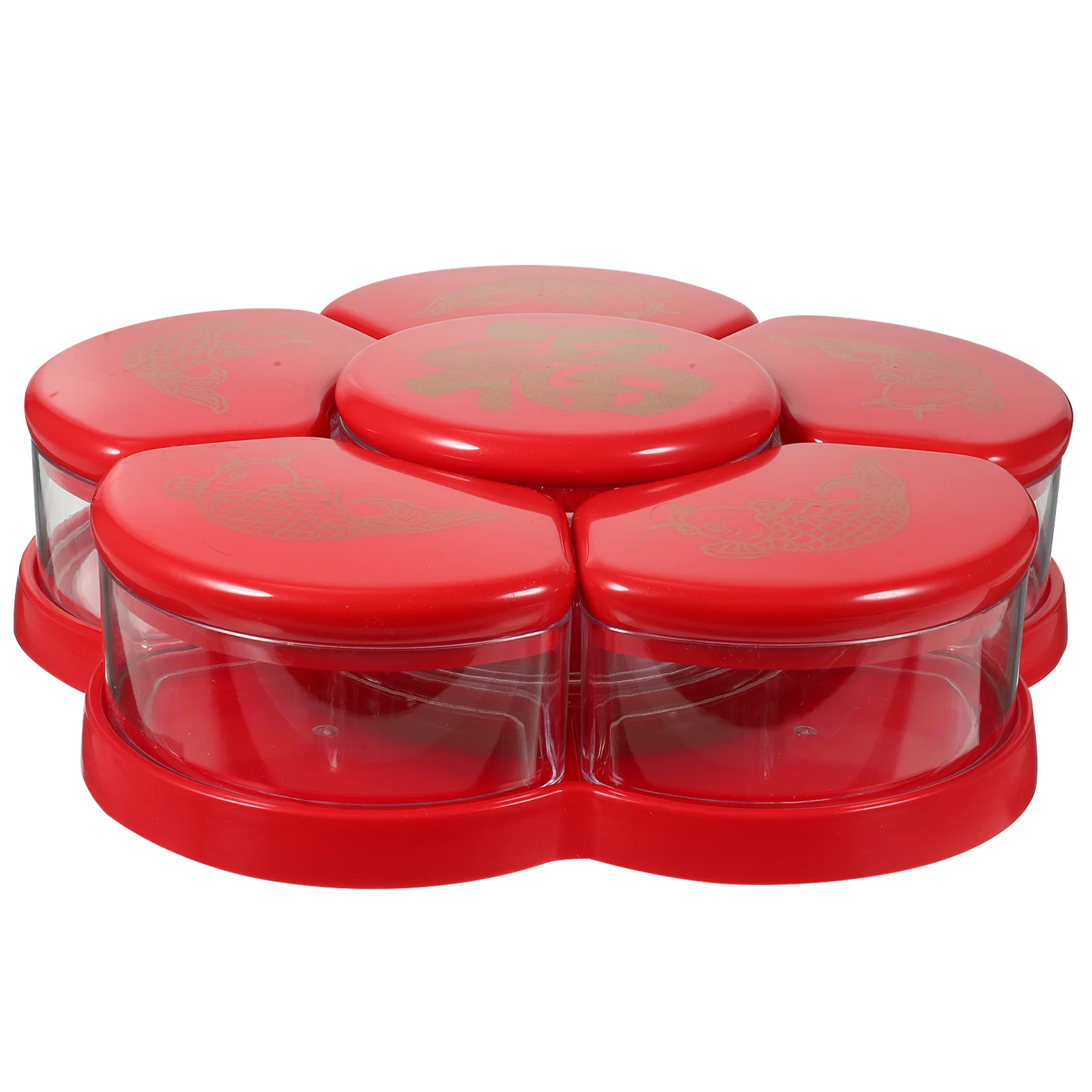 

1pc Compartment Fruit Tray Plastic Snack Box For Candy Storage Container Dried Fruit Holder Rotating Design Kitchen Pantry