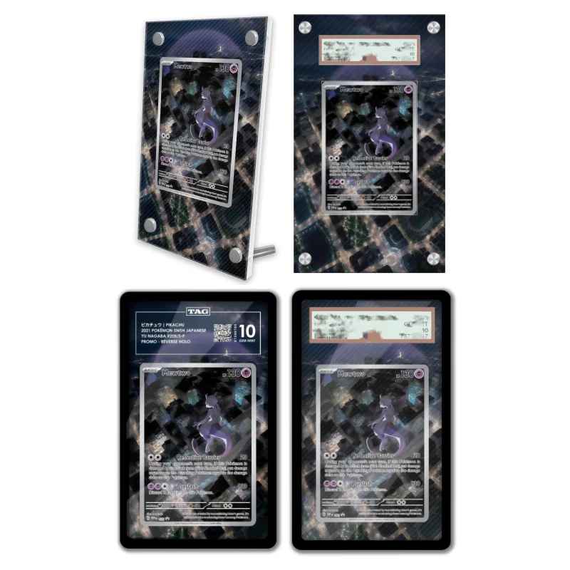 display-de-arte-anime-para-pokemon-mewtwo-scarlet-violet-estojo-protetor-de-acrilico-para-arte-de-expansao-de-jogo-de-anime-chaveiro-brinquedos-de-nivel-de-avaliacao