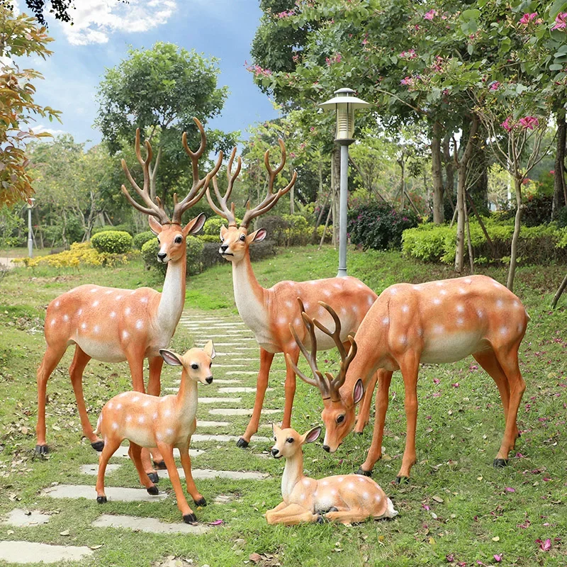 

Outdoor fiberglass simulation sika deer sculpture