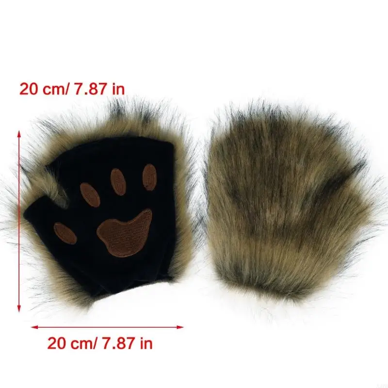 Gants Cosplay pattes chats, joli Design en fausse fourrure, 4 couleurs pour adultes enfants