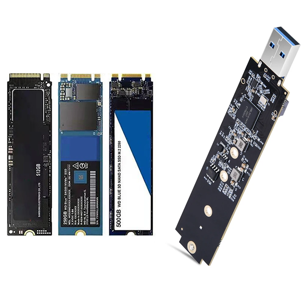 NVME To USB Adapter 10Gbps USB To NVME PCI-E SSD Reader Max 2TB Dual Protocol NVMe SATA M2 SSD Board for 2280 2260 2242 2230 SSD