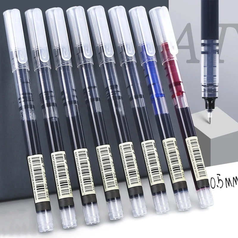 

10Pcs Straight Liquid Writing Gel Pens Quick-drying Large-capacity Black Blue Ink For Writing School Office Stationery Supplies
