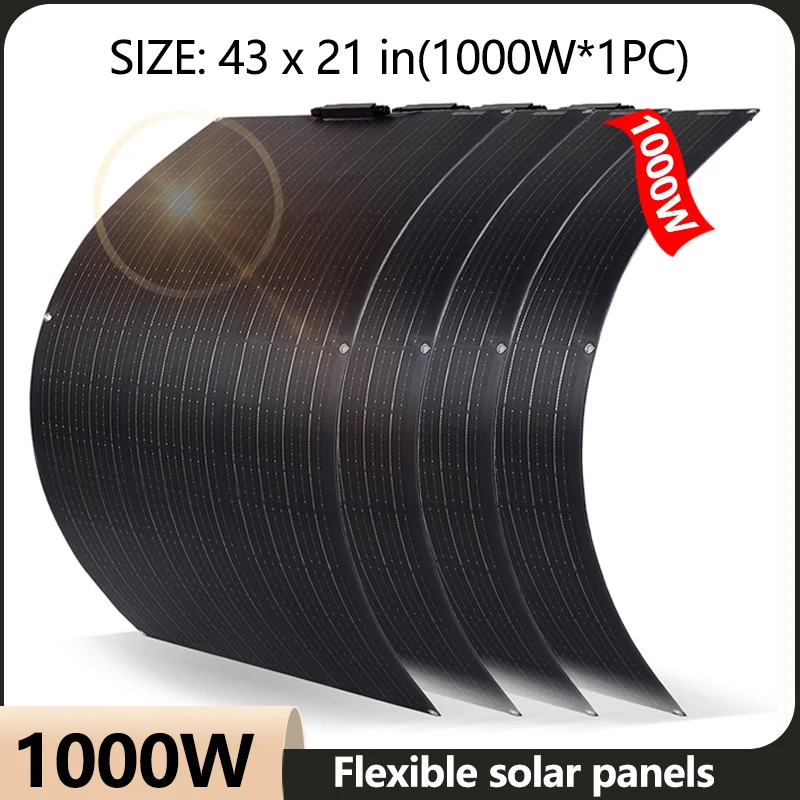 Super Power Solar Panel 1000w1500w2000w Suitable For RV Boat Car Household  Camping 18V 36V 72V Battery Charger Solar Panel Kits