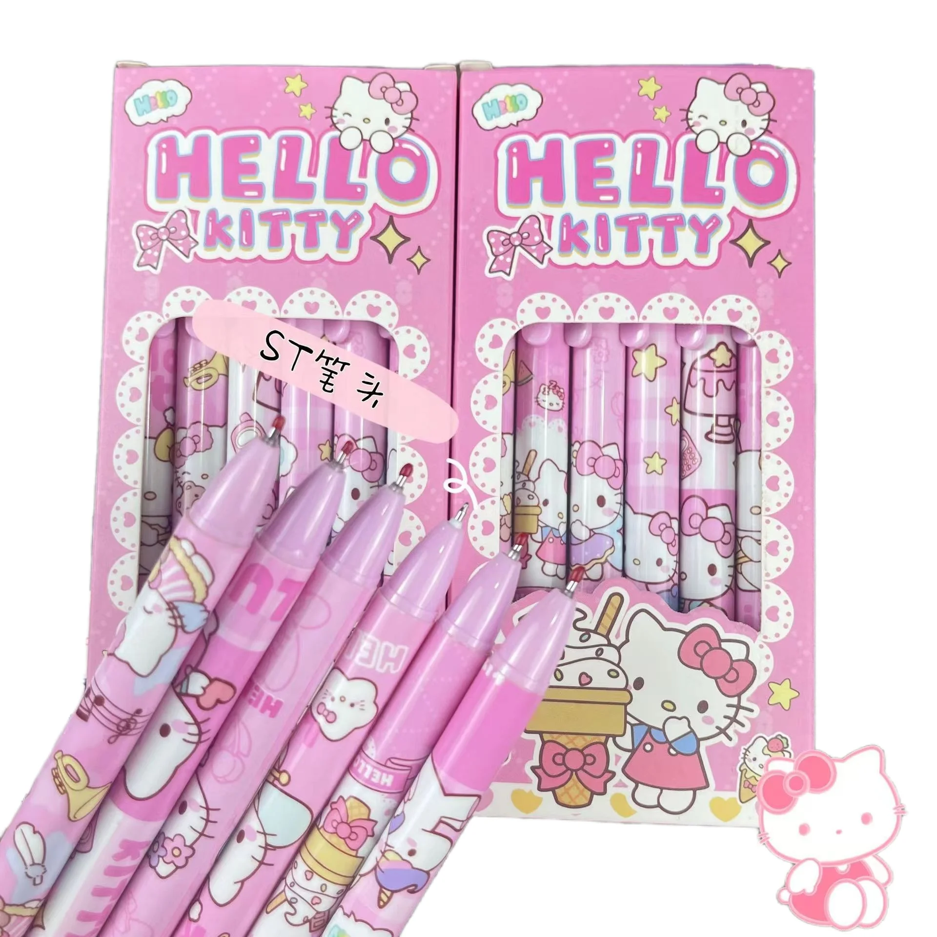 6 pièces/ensemble Hello Kitty édition limitée stylo Gel de haute qualité série de dessins animés noir 0.5mm étudiant/bureau papeterie quotidienne