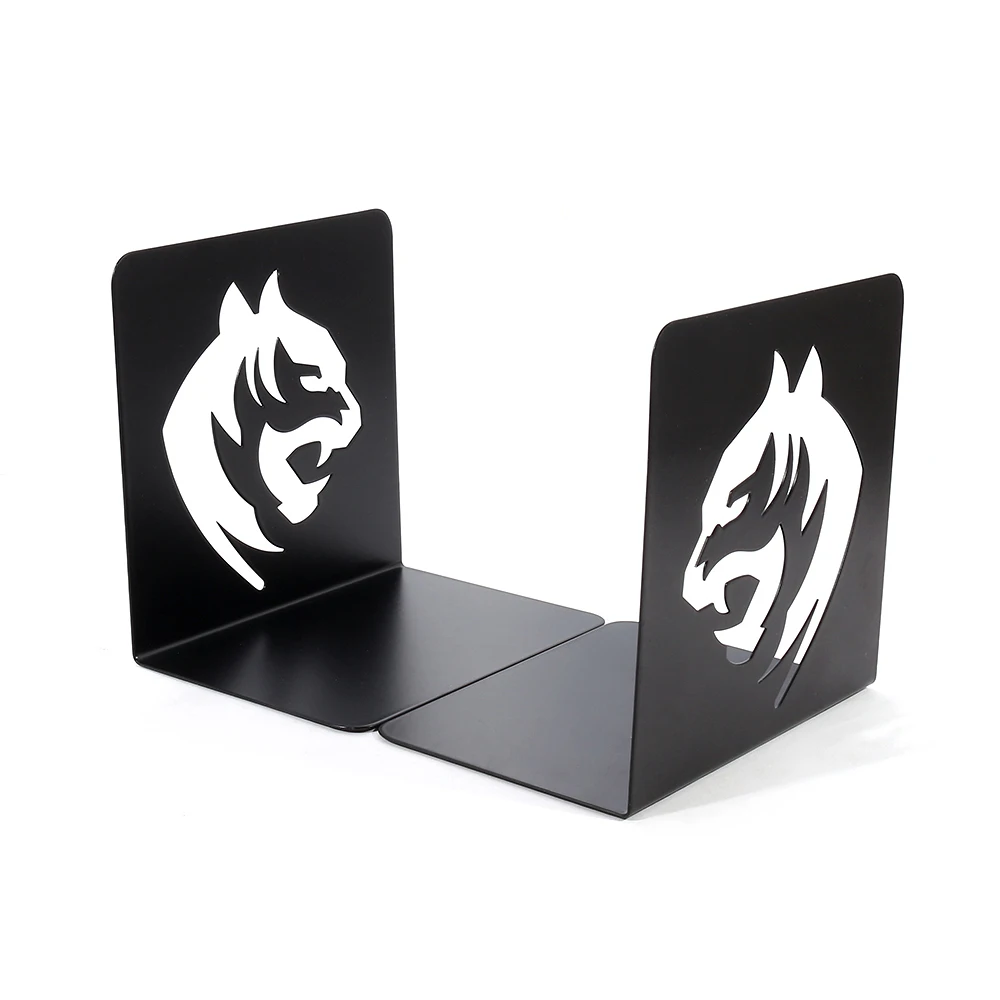 Cool Tiger Book Ends for Men Boys Book Lover Gifts Black Heavy Duty Bookends Books Stand for Book Shelf Desktop Decor