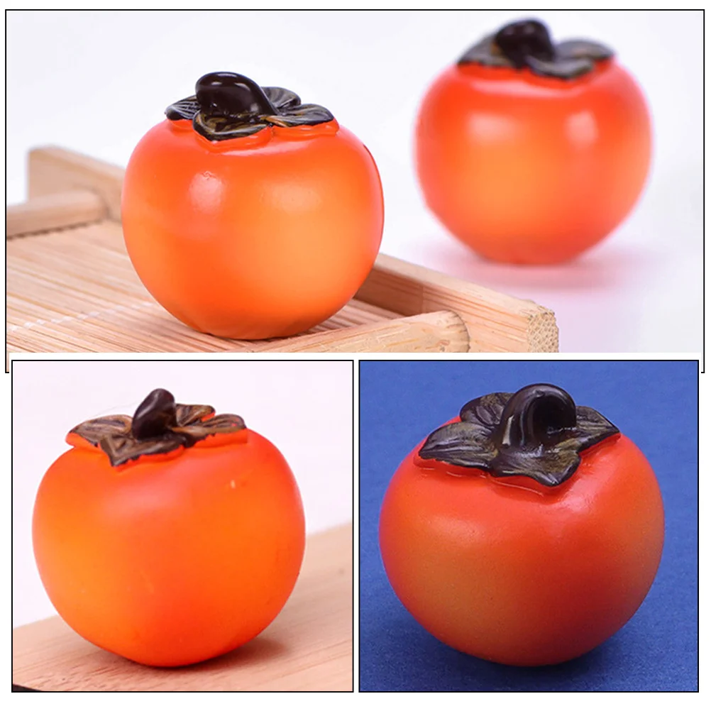 6pcs 미니 가짜 감 모델 시뮬레이션 과일 소품 홈 장식 인형 집 장식 사진 소품 인공 과일