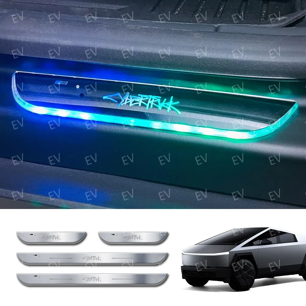 

Illuminated Door Sill Protector LED Welcome Pedal Trim Plates Car Interior Accessory for Tesla Cybertruck