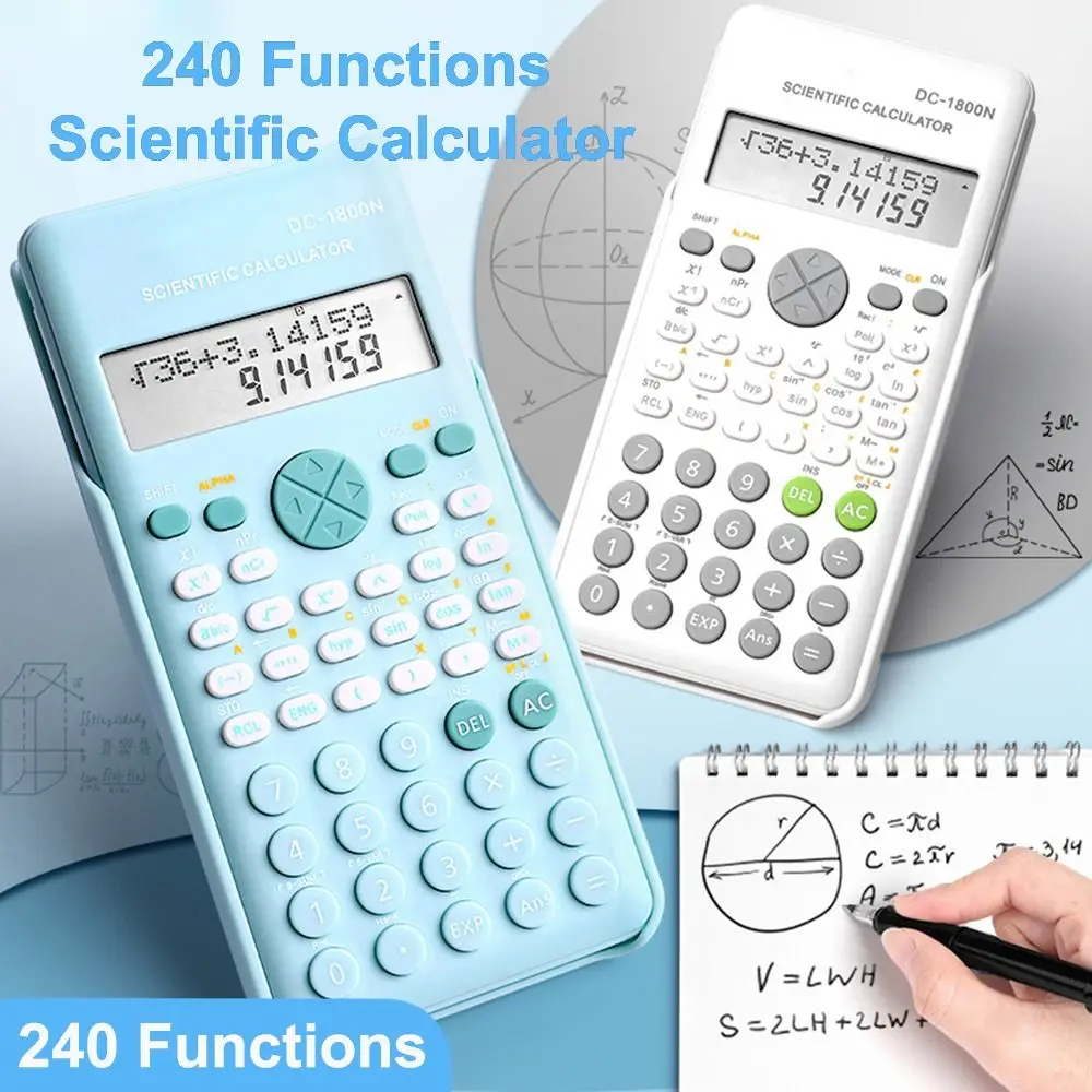 240 Functions Engineering Scientific Calculator Standard Multifunction Function Calculator 2-Line 10-Digital Desk Accessories