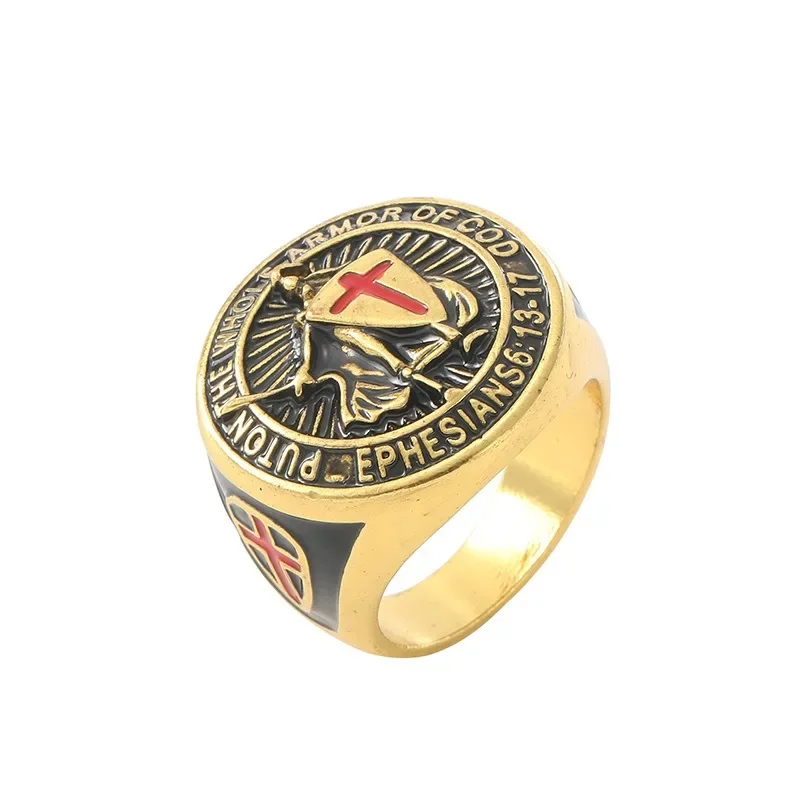 Christian Cross Pattern Men's Templar Knight Crusader Knight Ring Accessories Party Jewelry