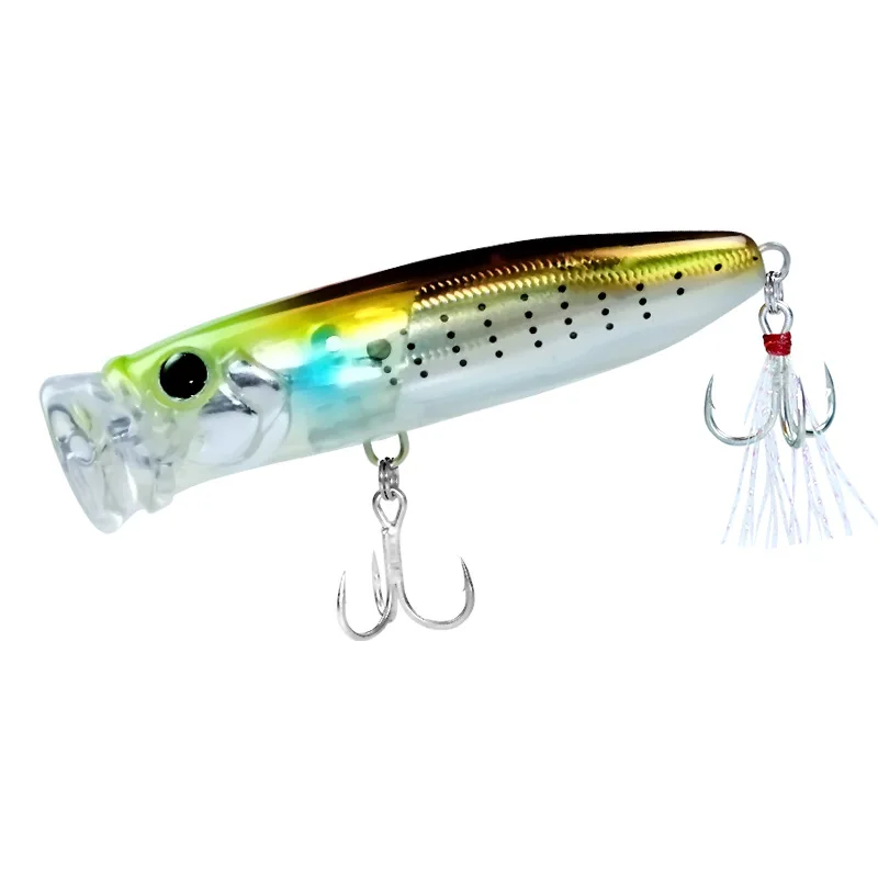 

Swolfy 1pc Topwater Popper 9.5g/70mm 18g/90mm floating Rock pop Artificial Hard Baits for Bass Perch Pike Fishing Lure