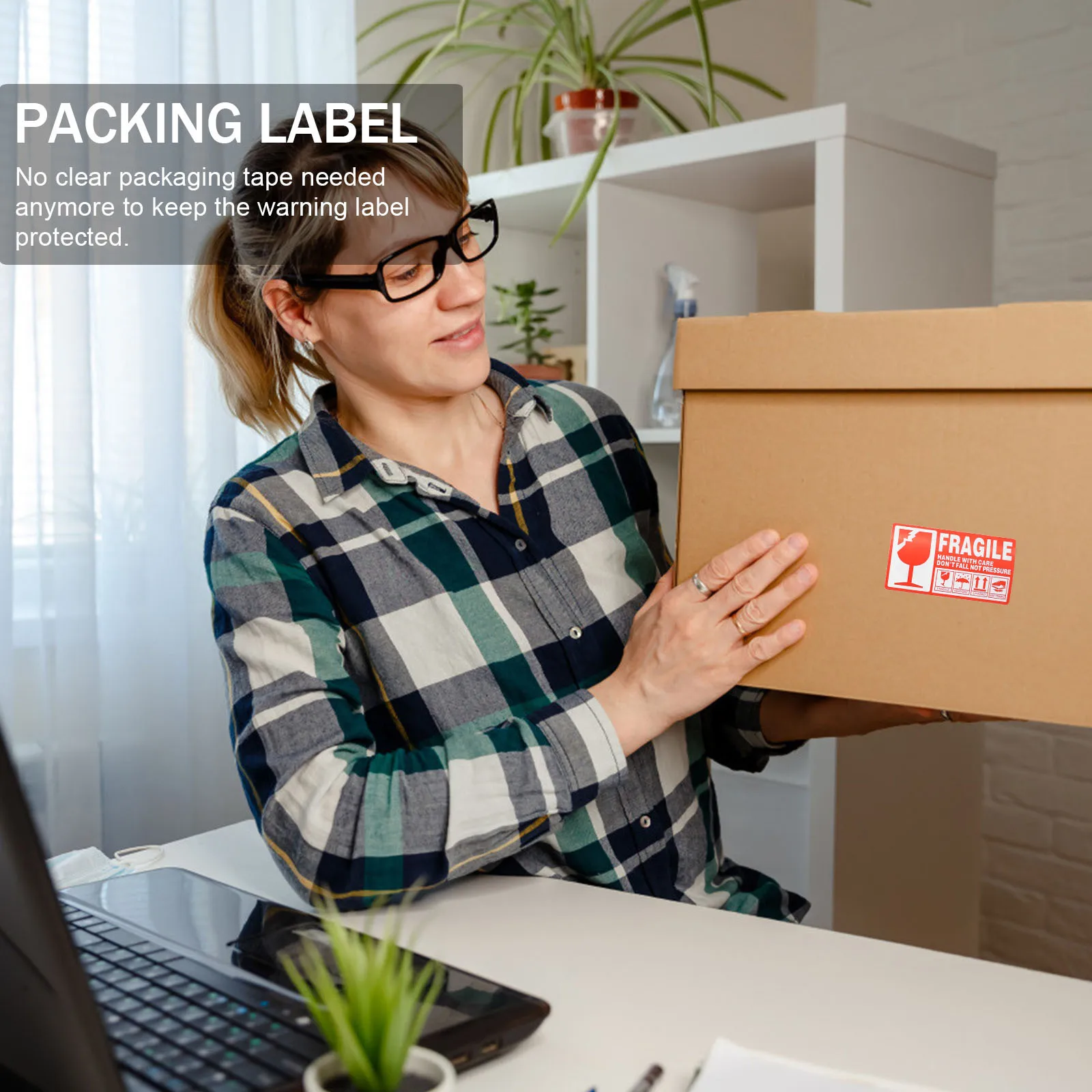 

Наклейка для ухода за доставкой, ручка с уходом, хрупкая этикетка, компактный легкий дизайн для защиты картонных коробок, хрупкая наклейка