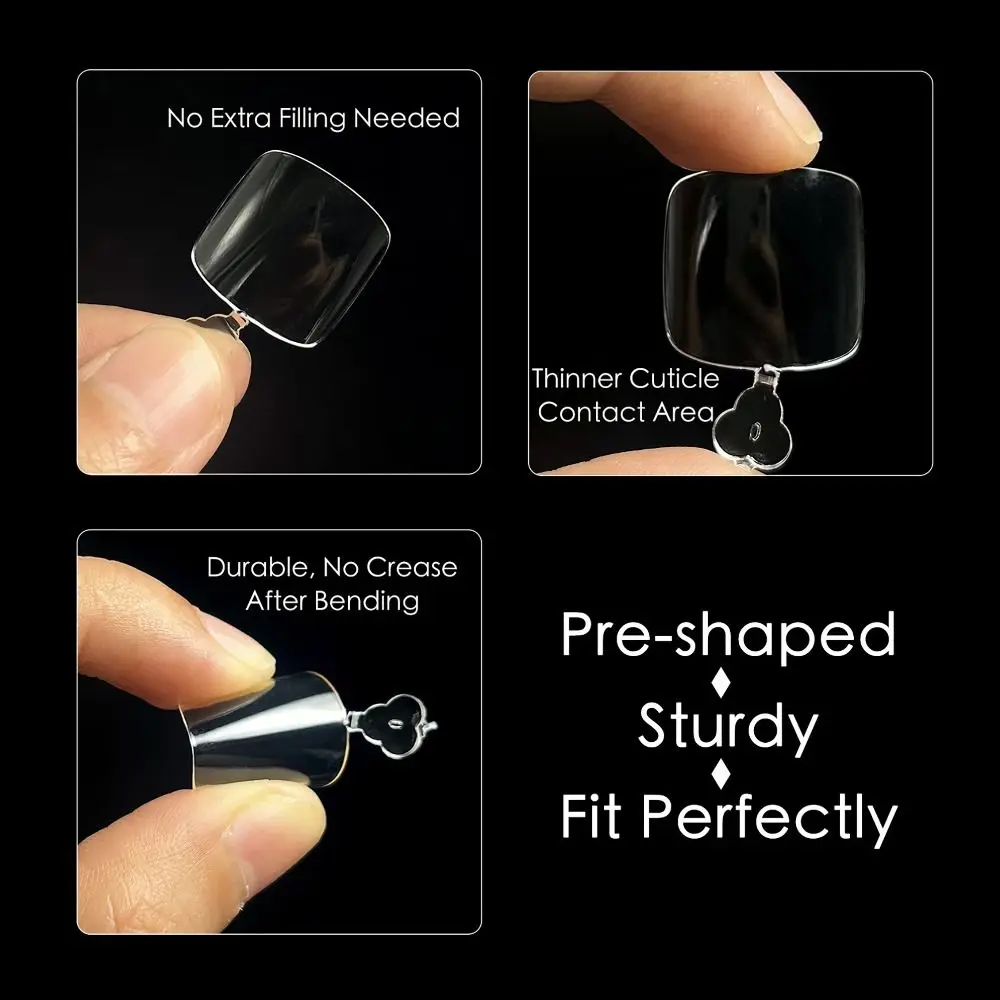 เล็บปลอมสำเร็จรูป 120/240/500 ชิ้น/กล่อง ไซส์ XXS XS หลายขนาด เล็บเจลลี่แบบกดติด ปลายเล็บสั้นพิเศษ บางเฉียบ