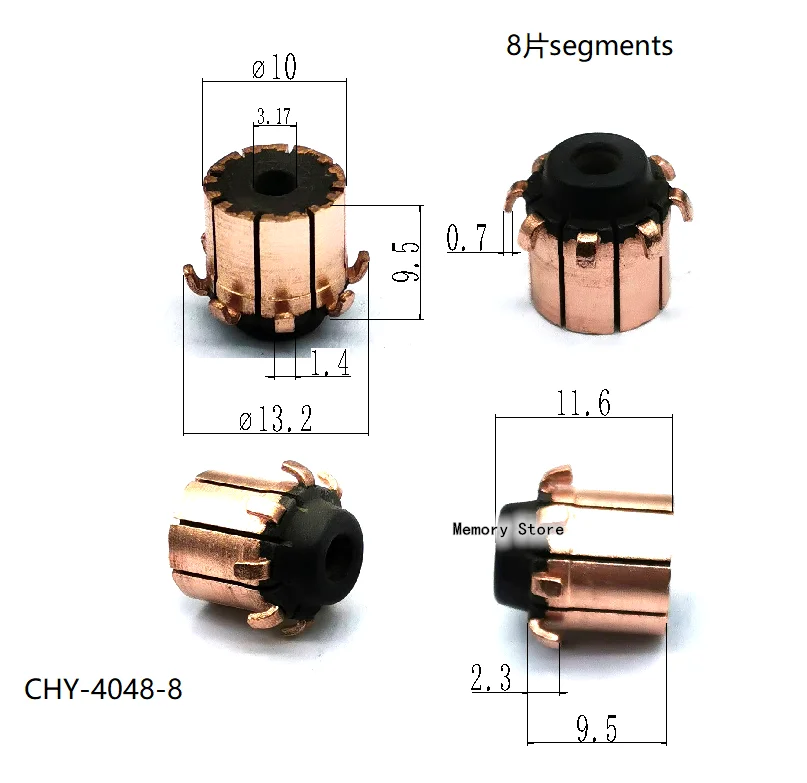 

10PCs 10x3.175x9.5(11.6)mm 8P Copper Bars Alternator Electric Motor Commutator，CHY-4048-8