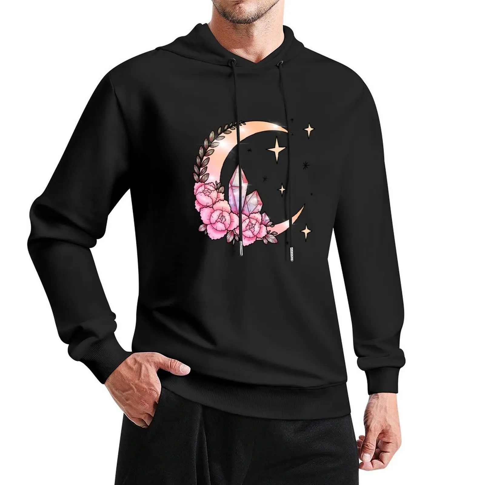 

Moon +Crystals Pullover Hoodie aesthetic clothing men's hoodies