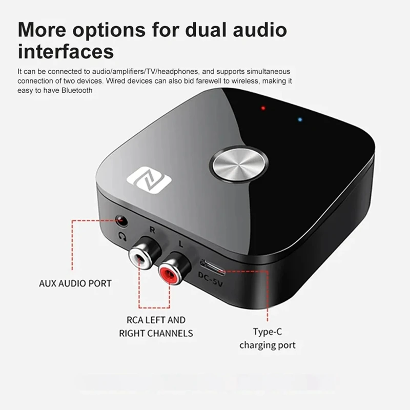 Bluetooth 5.3 Audio Receiver NFC 3.5Mm AUX Bluetooth Adapter For Stereo Receiver