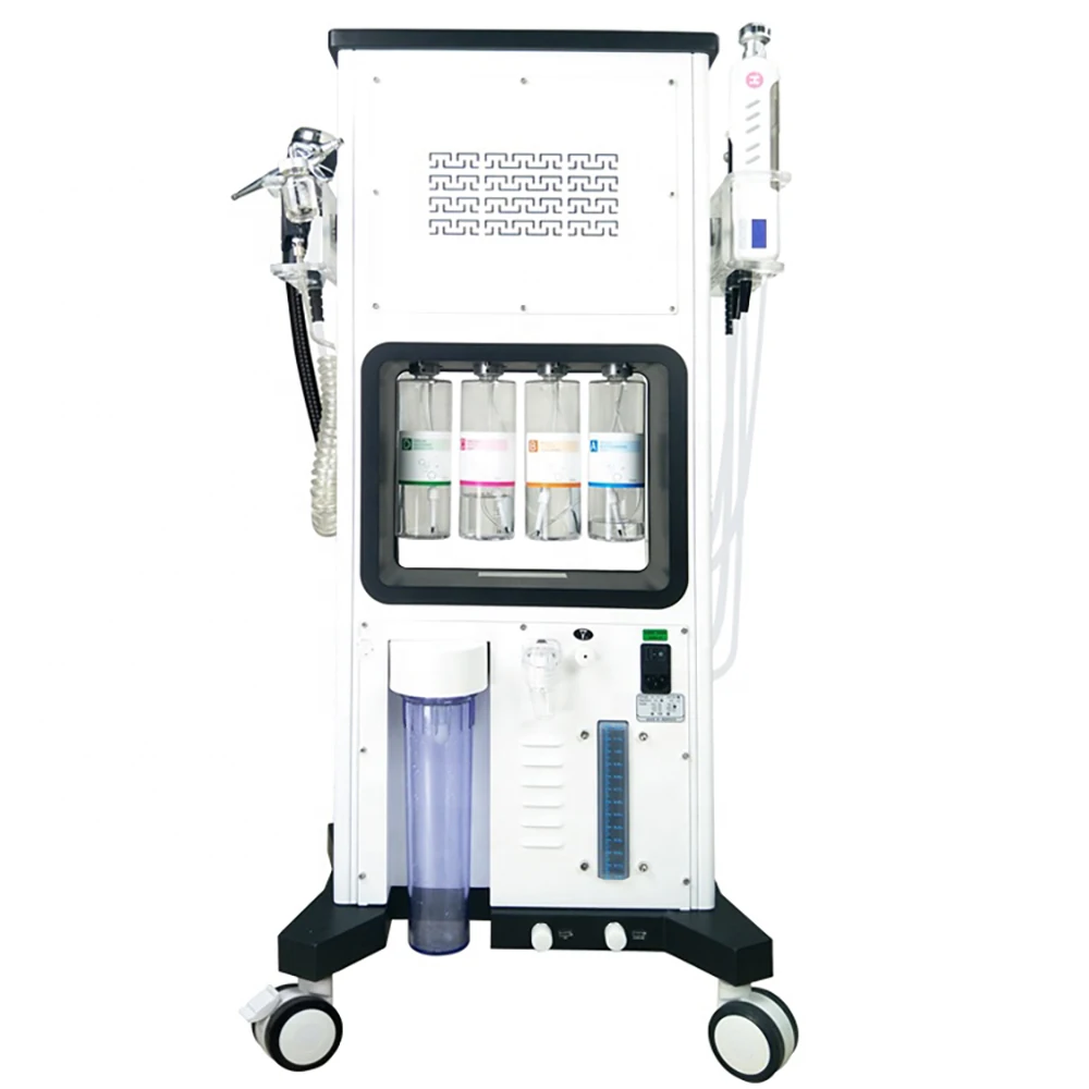 مبيعا 7 في 1 متعددة الوظائف أليس فقاعة الماء تقشير بالنفث رذاذ أكسجين الوجه العلاج بالموجات فوق الصوتية أكوا آلة للعناية بالبشرة