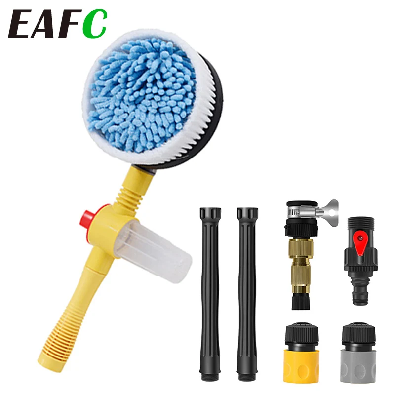 Car Wash Brush Cleaning Tools Mop Long Handle Automatic Rotating Foaming Car Chenille Microfiber Wash Mop For Car Truck Cleaning