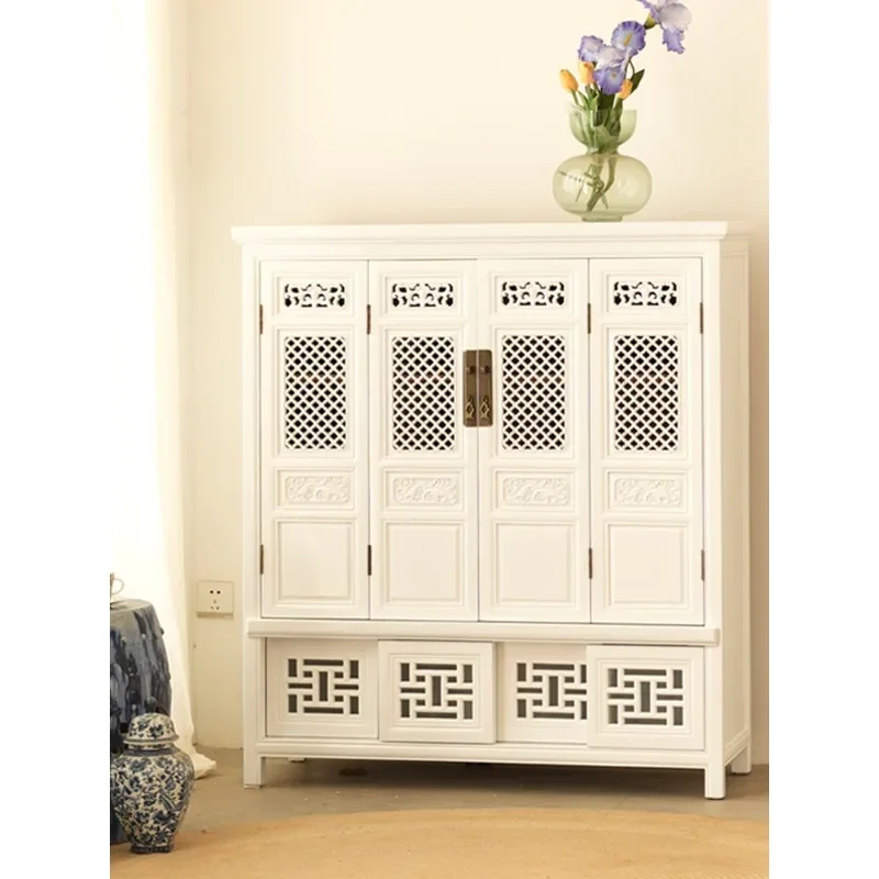 

New Chinese Style Solid Wood Antique Sideboard Entrance Hall Shoe Cabinet Ming Qing Classical Decorative Storage Cabinet