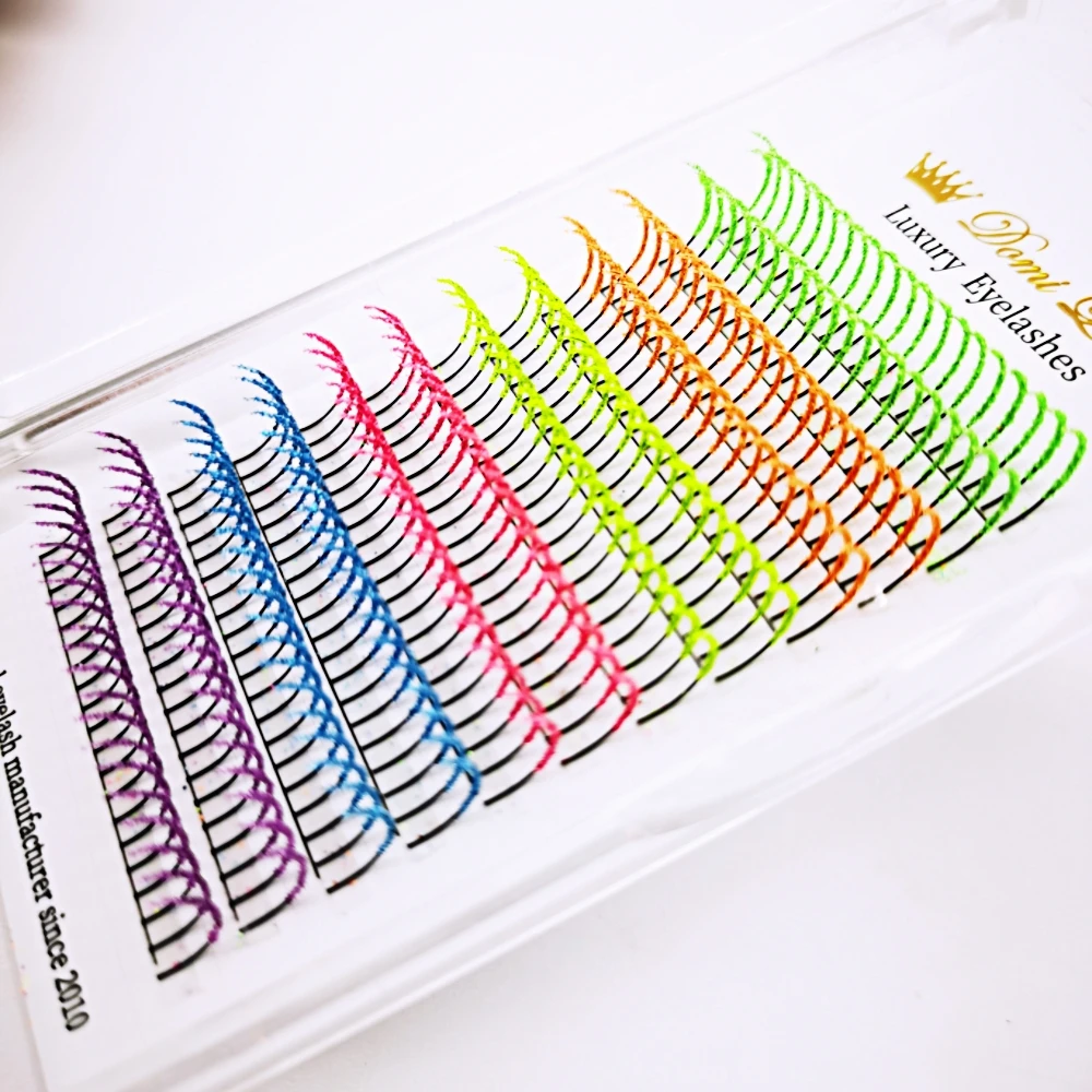 Glitter Eyelash Extension Mix Color Glitter Shiny Colorful Individual Eyelash Extension Fluorescence Makeup Party Glitter Lashes