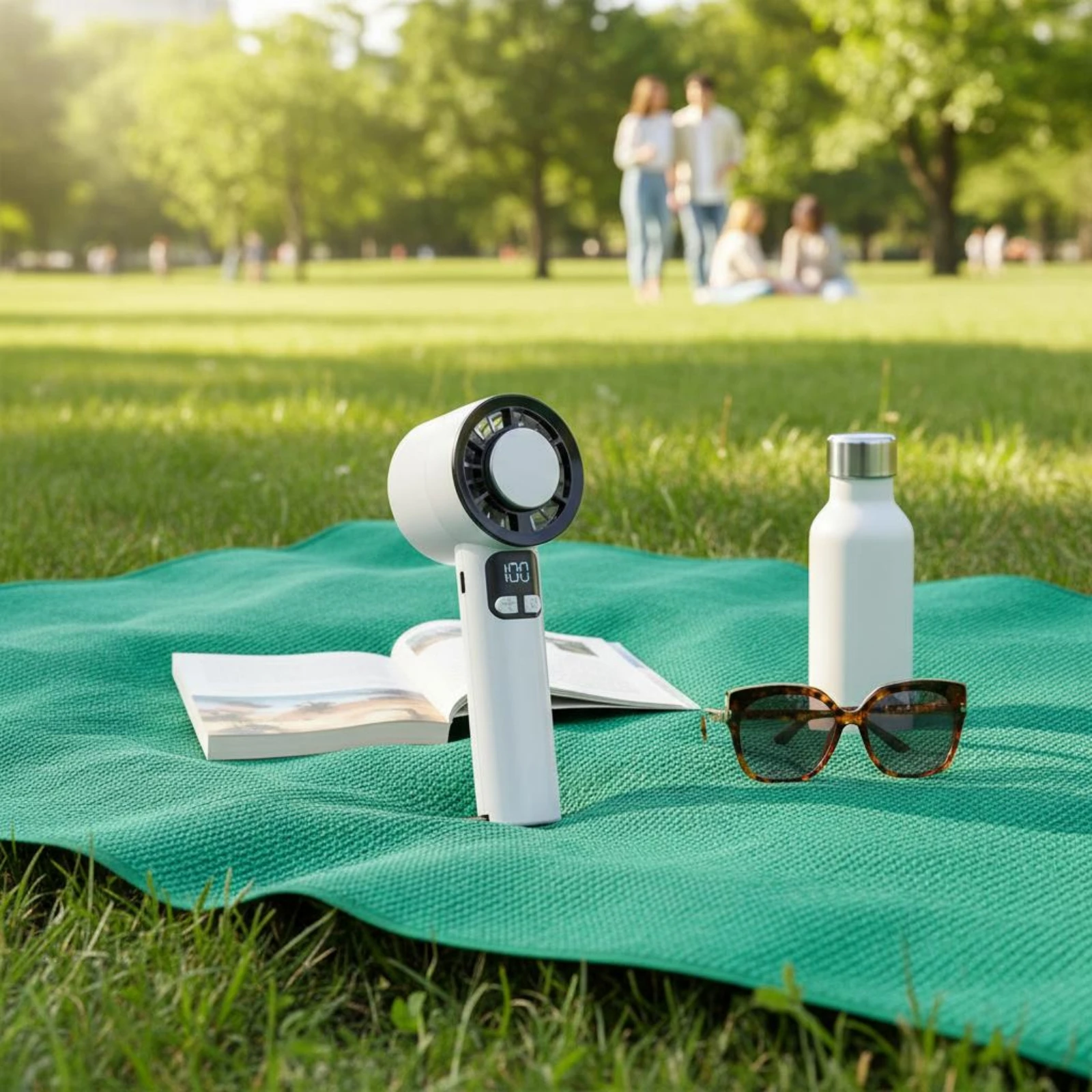 

Handheld Fan Digital Battery Display Ice Cooling Fan 5 Speeds Type-C Charging for Outdoor, Travel
