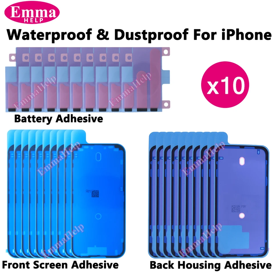10 Piezas Adhesivo Impermeable para Cubierta Trasera y Laterales para iPhone 17 Pro Max 16 Plus 15, Pegamento para Batería y Reparación de Pantalla LCD 2