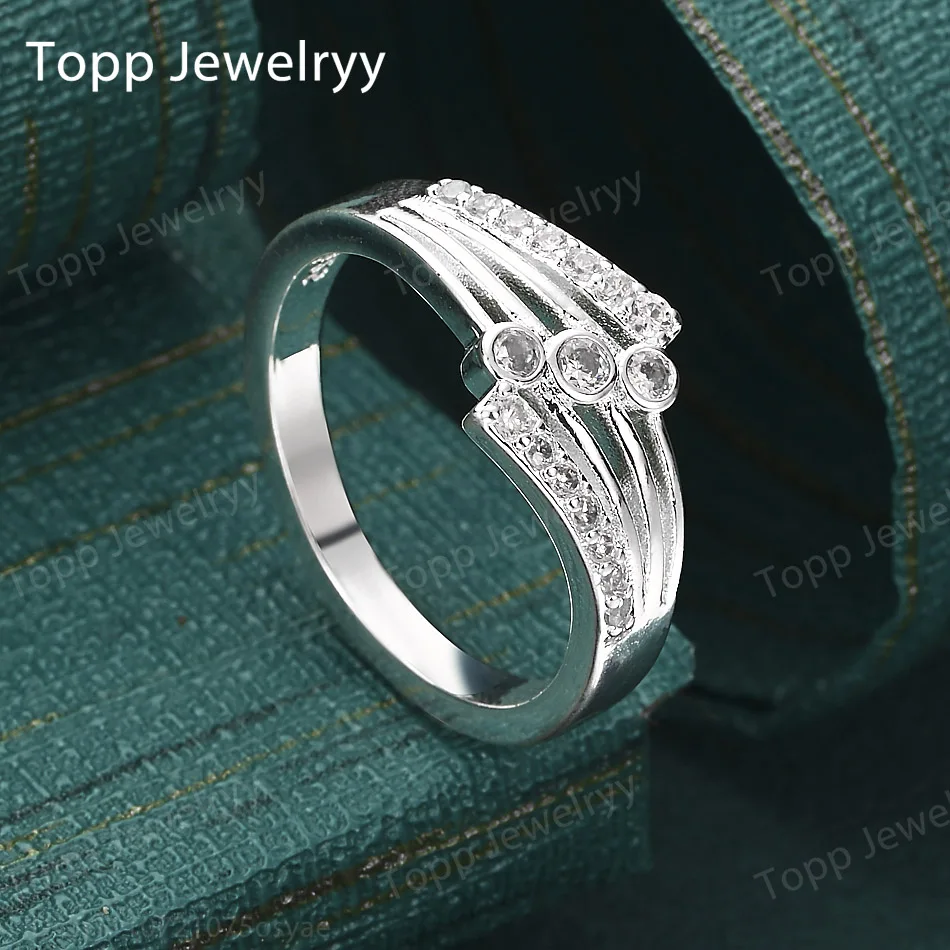 New 925 Sterling Silver Luxury Multi-Layered Zircon Ring For Fashion Women Charm Jewelry Birthday Party Gifts
