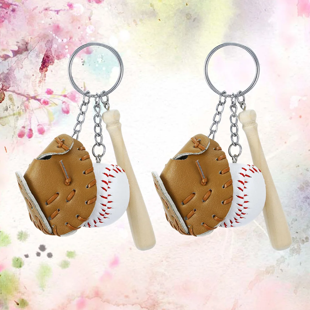 

2pcs Baseball Keychain Durable Simulated Bat Design Fashion Pendant Decorative Key Ring Bag Purse Pendant Sports Keyrings Unique