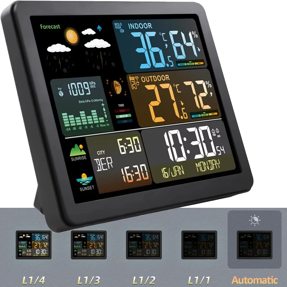 Reloj de estación meteorológica Digital a Color, medidor de humedad