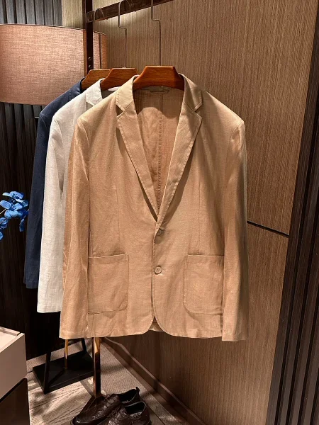 [Lyocell linen blended breathable sunscreen] Summer new thin high-end linen suit small suit