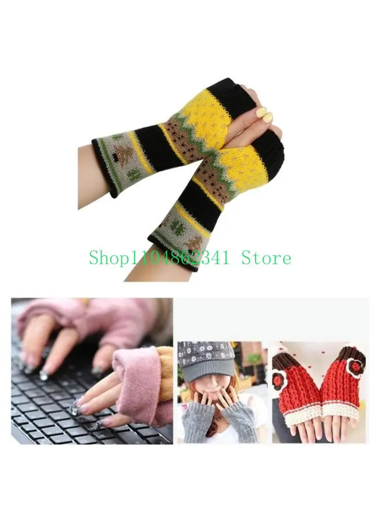 

652F Teens Girl Colorful Christmas Gloves Decorative Arm Sleeves Women Accessories