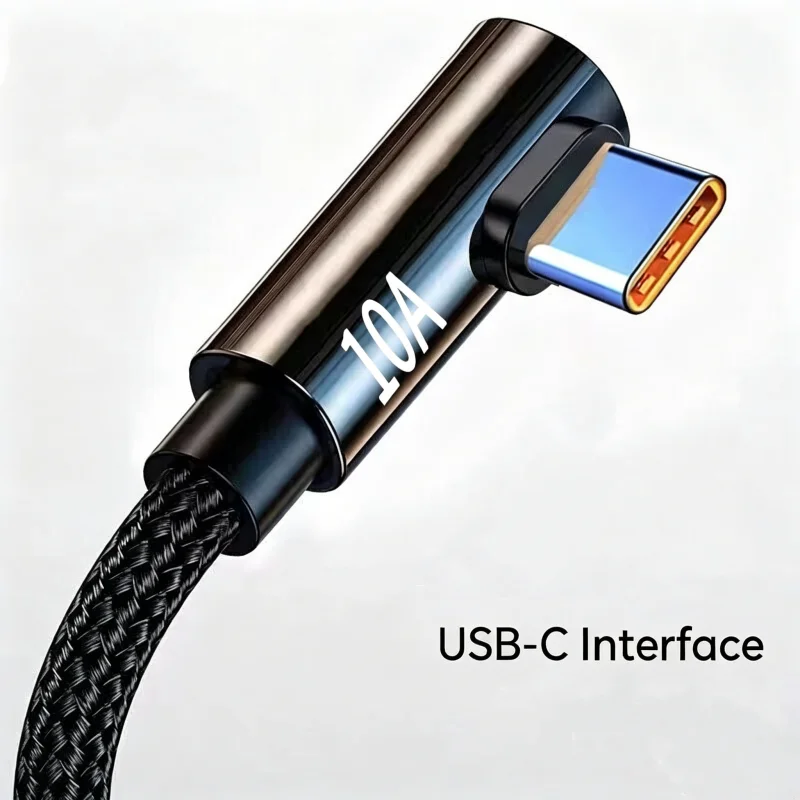 120W 10A Right Angle USB A to Type C Braided Charging Cable L Elbow Gaming Data Cord 1M 2M 3M Anti-break Wire，Micro 0.3m Cable