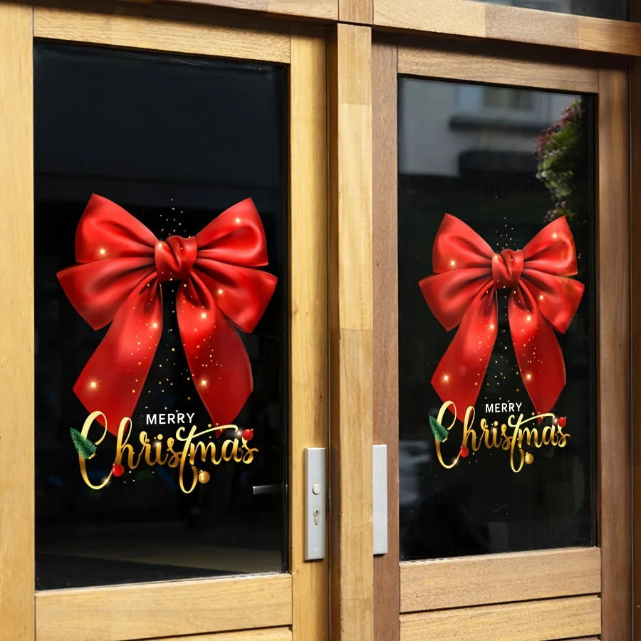 Weihnachts-Fensteraufkleber – 1 Stück Feiertagsglasaufkleber, elektrostatische Adsorption, keine Stromversorgung erforderlich