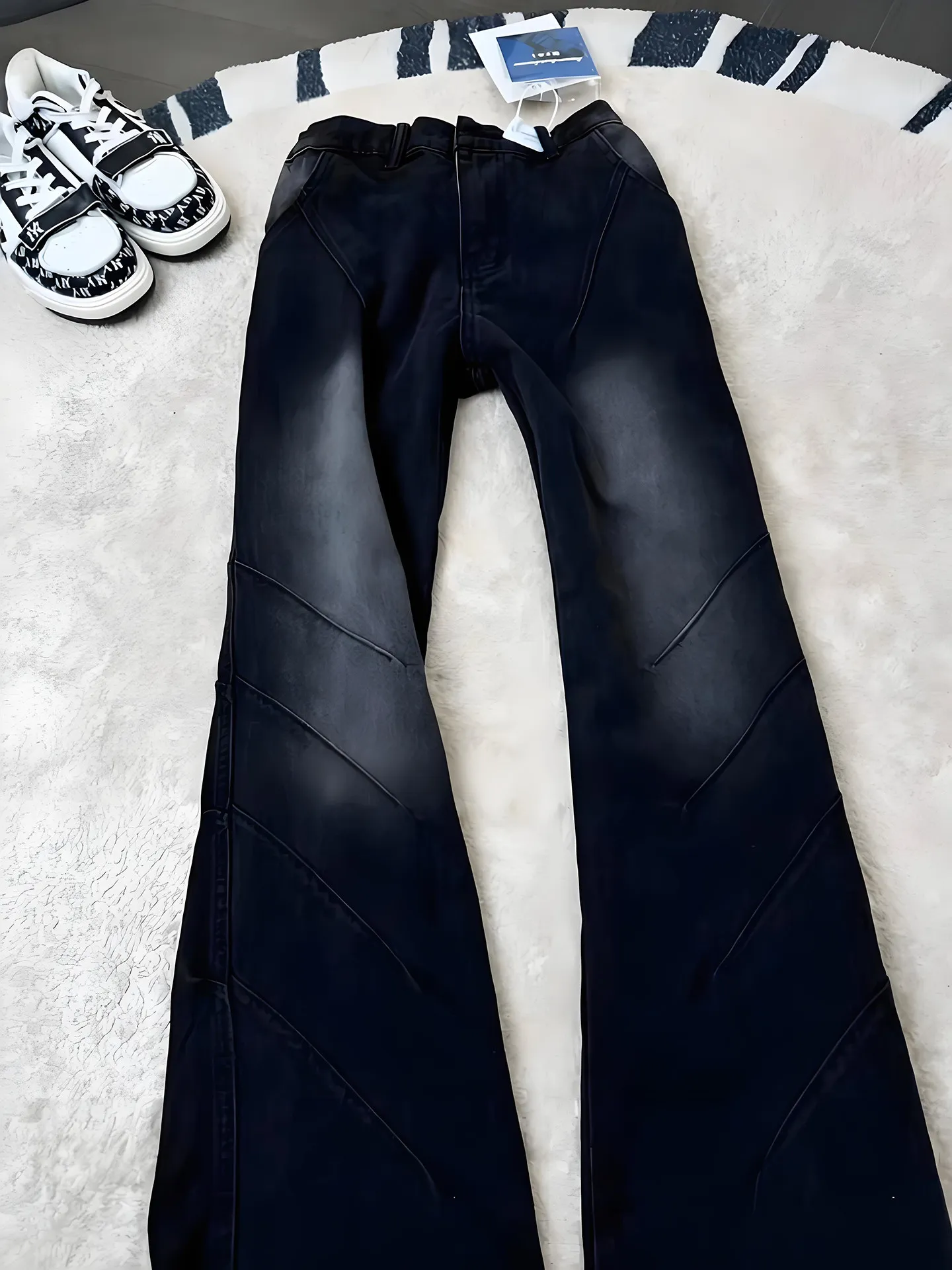 

Мужские джинсы в американском ретро-стиле с плиссировкой, прямые, расклешенные, с эффектом похудения, молодежные, модные, для весеннего сезона