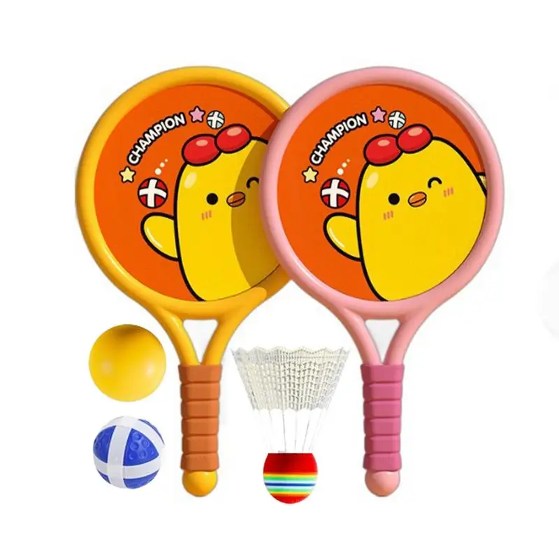 

Outdoor Indoor Racket Set Chicken Pattern Badminton Toys Set Outdoor Sports Interactive Beach Toys For Children Family