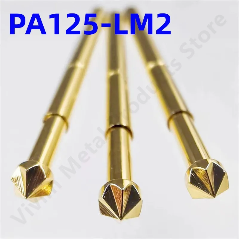 100PCS PA125-LM Spring Test Pin P125-LM Test Probe P125-LM2 PogoPin PA125-LM2 33.35mm Dia2.02mm Pin Head Dia 2.5mm PCB Test Tool