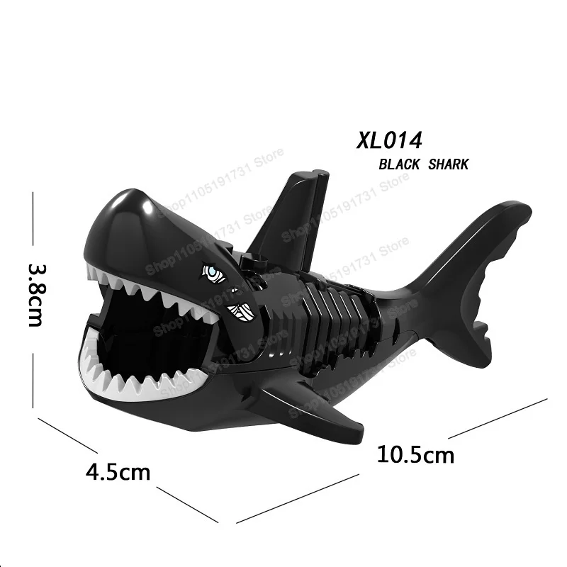 Figurines de construction de requins de dessins animés d'anime, accessoires, blocs de construction assemblés, mini jouets pour enfants, collection de poupées, cadeaux K2260 XP582