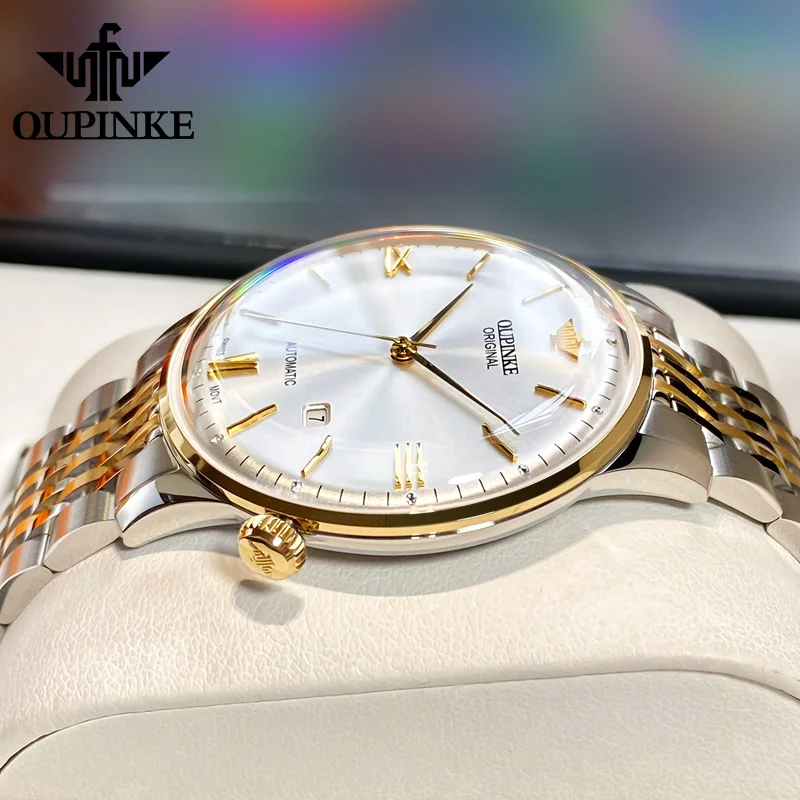 OUPINKE 3269 TOP Brand Original Ultra thin 7.3mm Swiss Mechanical Movement Automatic Watch for Men Sapphire Mirror Waterproof