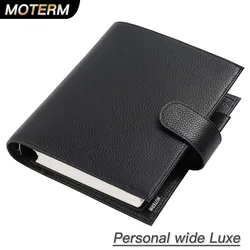 Moterm Luxe 2.0 Series Personal Wide Size Planner Pebbled Grain Leather with 30MM Silver Rings Notebook Diary Organizer Agenda