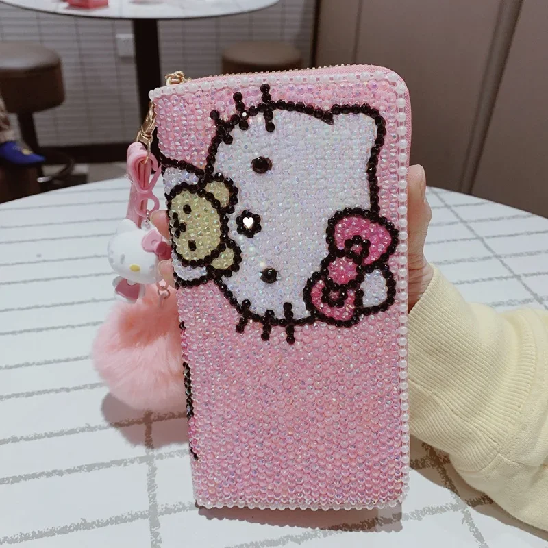 

Новая косметичка Hello Kittys Girly Heart Kawaii мультфильм длинный стильный кошелек кошелек сумка для мобильного телефона пакет для документов