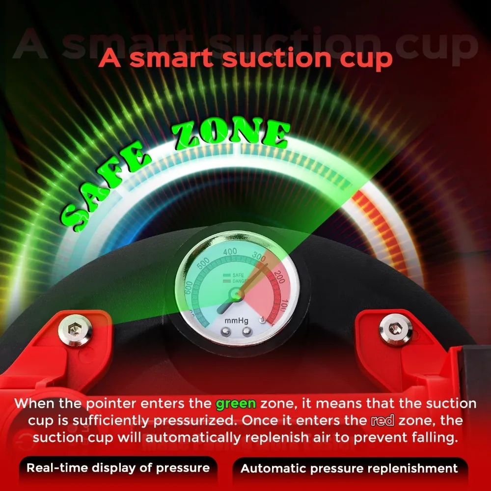 2 Pack Electric Glass Suction Cups 8" Auto Stop/Suction Vacuum Cups for Glass Metal Ceramic tile Smooth Board Marble Windshields