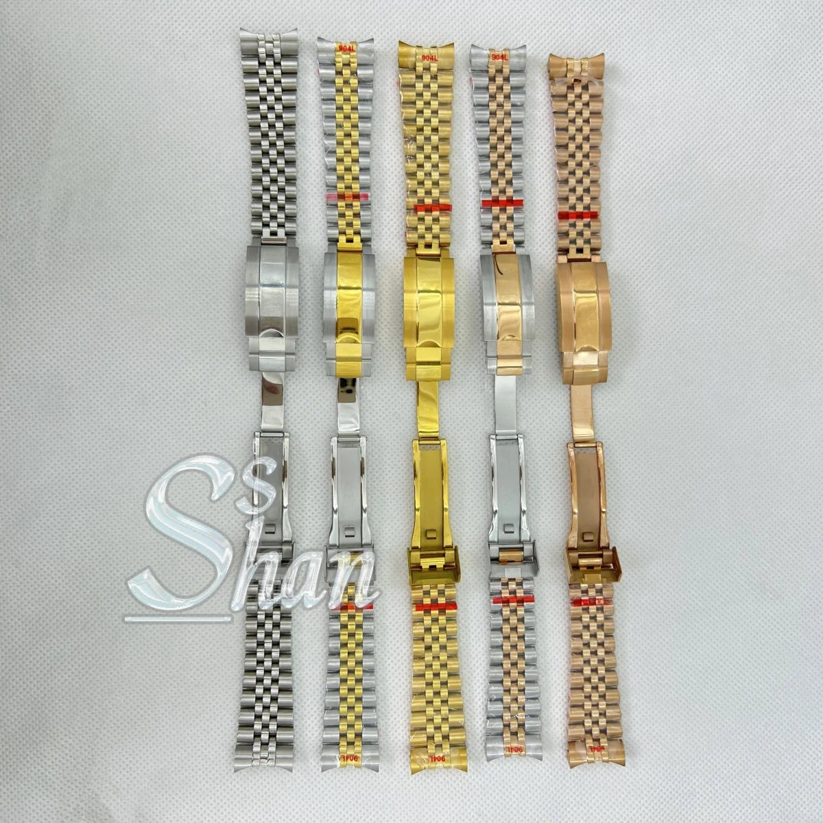 20mm bracelet silver rose gold black solid stainless steel strap brushed and polished bracelet folding clasp sliding lock