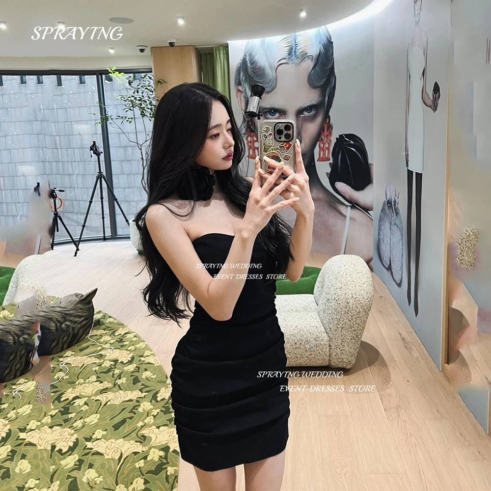 

SPRAYING Sexy Mermaid Korea Evening Dress Photoshoot Strapless Sleeveless Prom Gown Mini Short Prom Dresses Zia Same Style