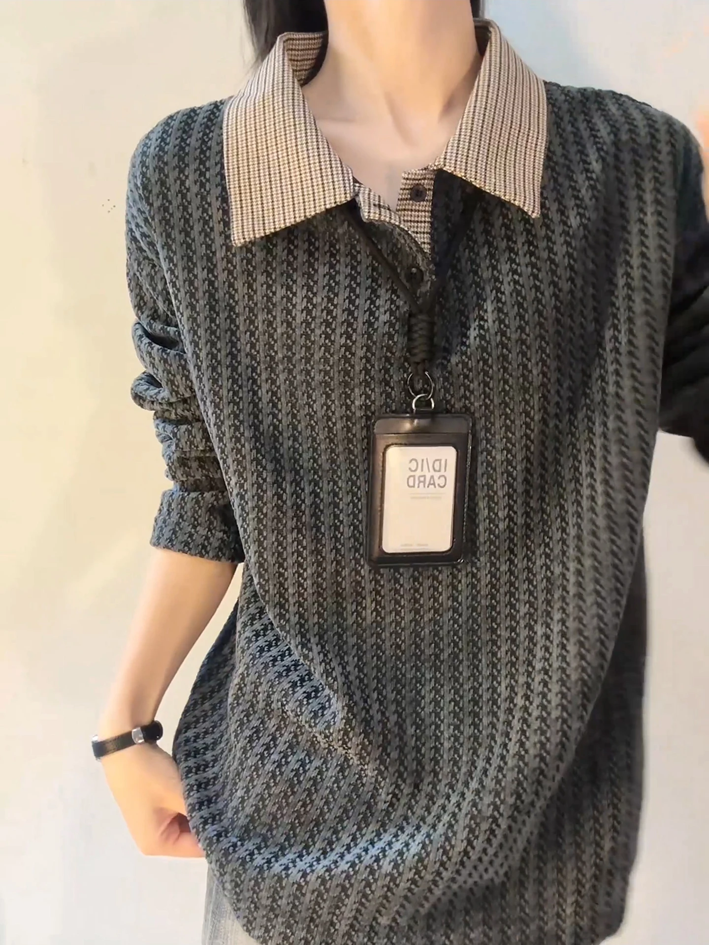 

Мужская осенне-зимняя футболка в стиле ретро-американский с узором Fibone, удлиненная, базовая, для пар