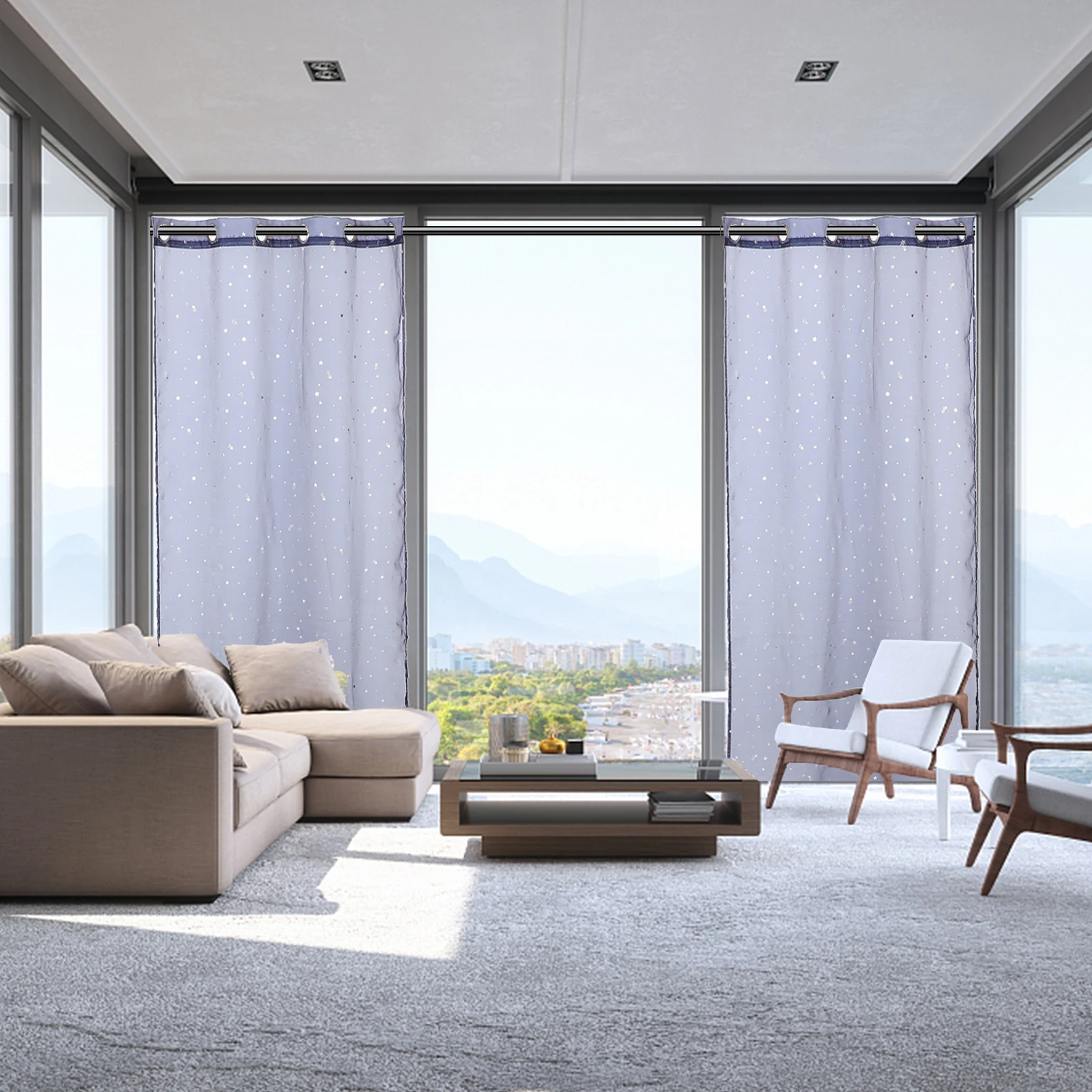 1 قطعة ستارة فوال شفافة (أزرق كحلي 100X200 سنتيمتر) للحمام غرفة نوم نافذة ضوء تصفية حماية من الشمس المنزل #1