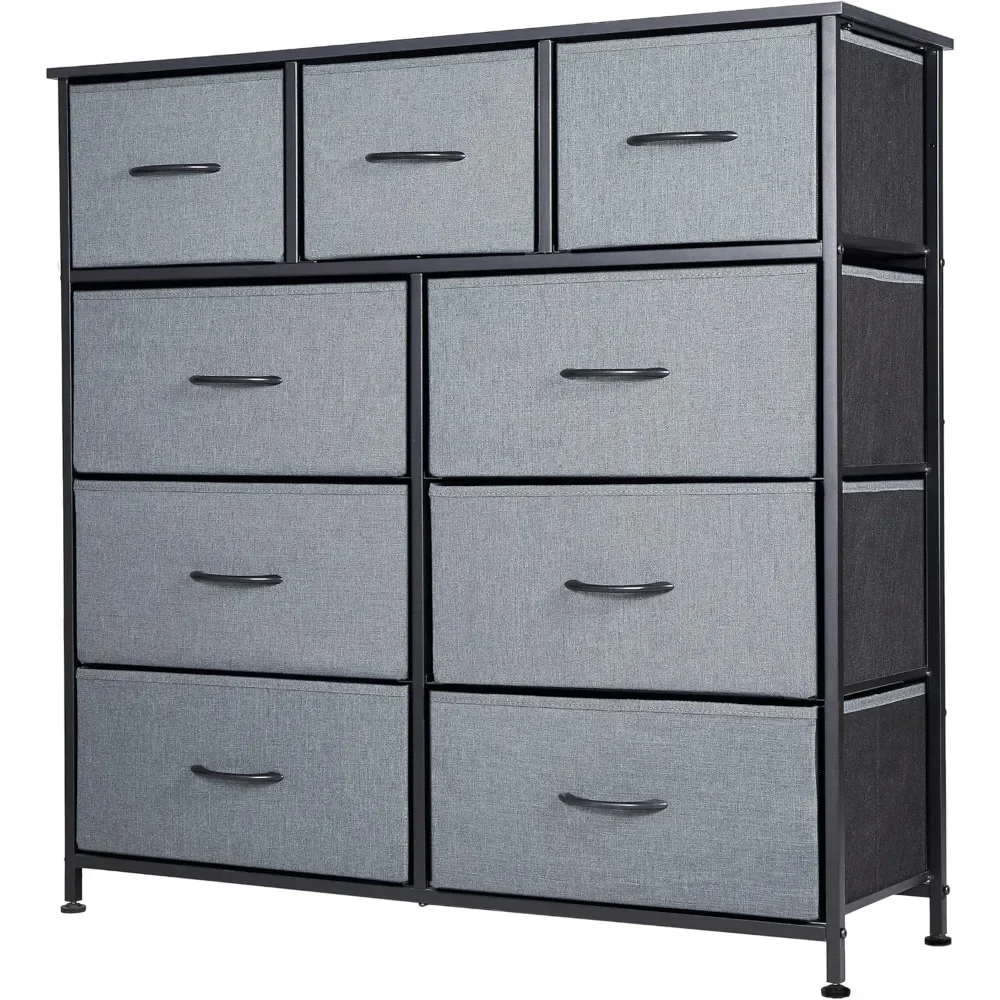 Tall Dresser for Bedroom with 9 Drawers, Storage Dresser Organizer Unit, Fabric Dresser for Bedroom, Closet, Chest of Drawers