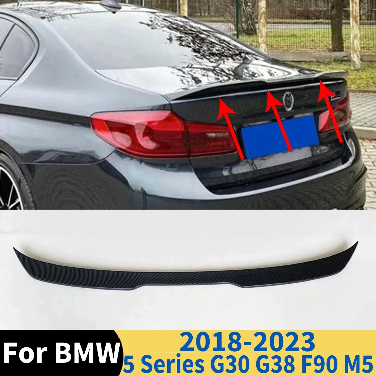 

Car Rear Spoiler Splitter Trunk Tail Wing For BMW 5 Series G30 G38 F90 M5 M Performance Pro Style 2018-2023 Auto Accessories