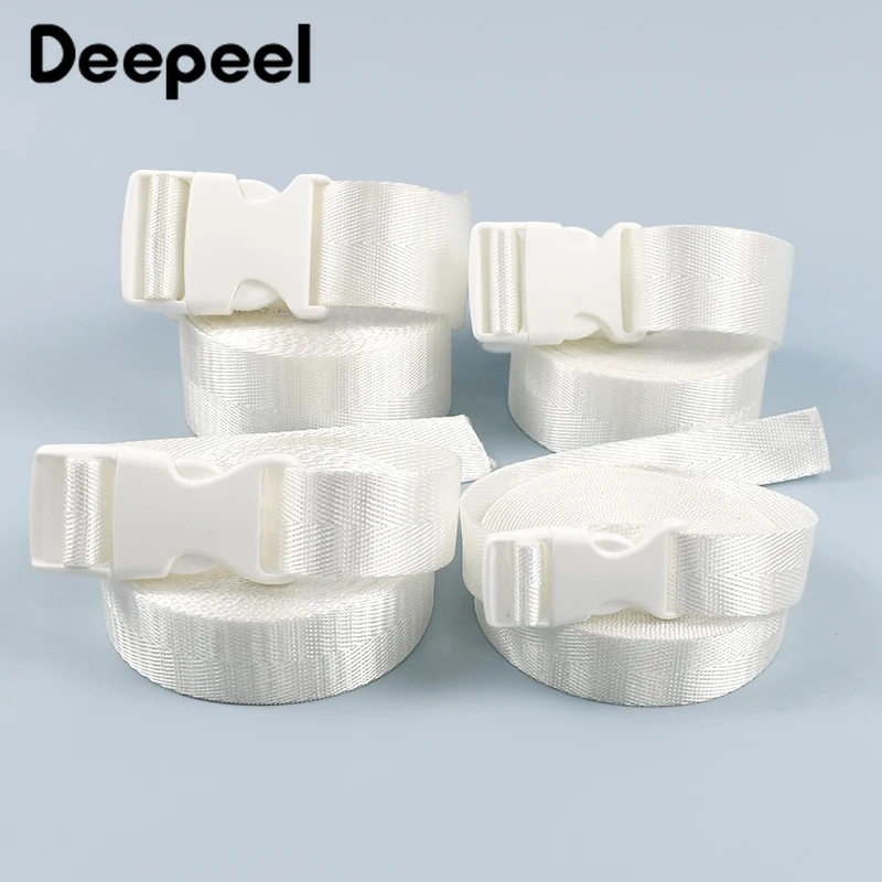 

1-5Set 20-38mm White Plastic Release Buckle+Nylon Webbing Straps Shoulder Bag Strap Pet Collar Adjustable Clasp DIY Accessories