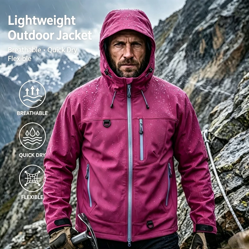 New Waterproof Fishing Hiking Jacket Men Autumn Outdoor Mountaineering Hooded Windbreaker Windproof Loose Tactical Climbing Coat
