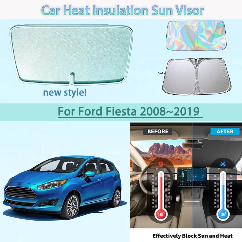 

Car Front Windshield Sunshade UV Reflection Heat Insulation Sun Visor Summer Accessories For Ford Fiesta 2008~2019 Foldable
