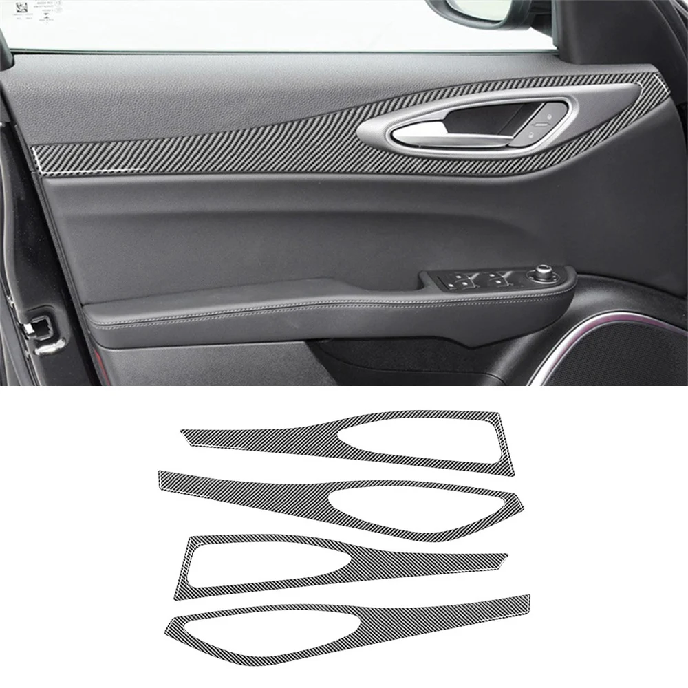 

Carbon Fiber Car Door Handle Panel Trim Sticker Decal for Alfa Romeo Giulia Stelvio 2015-2023 Auto Inner Accessories